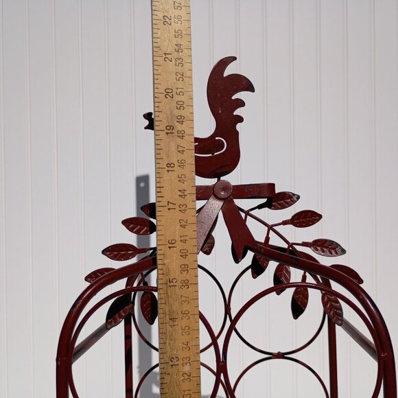 Metal Wine Rack 6 Bottle Holder Red Rooster French Country Kitchen Chicken Decor - Picture 5 of 16